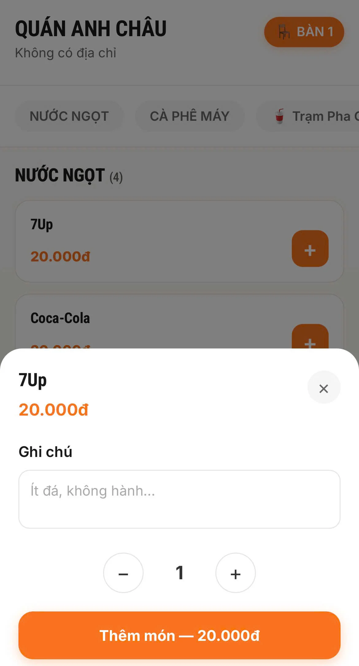 Khách xem menu và chọn món trên điện thoại theo bàn với ChotMon